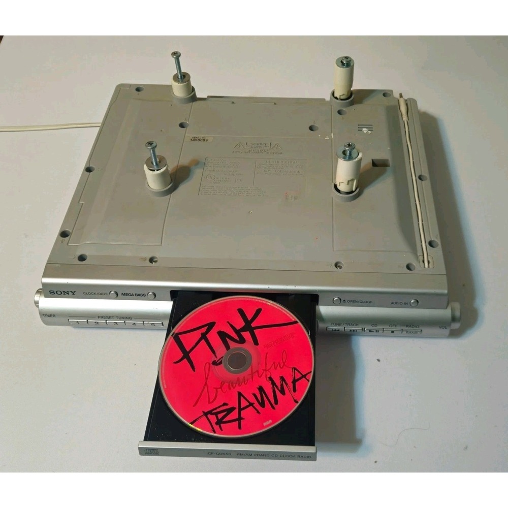 Sony CD Player AM FM Radio Under Cabinet ICF-CDK50 Silver For Parts Repair